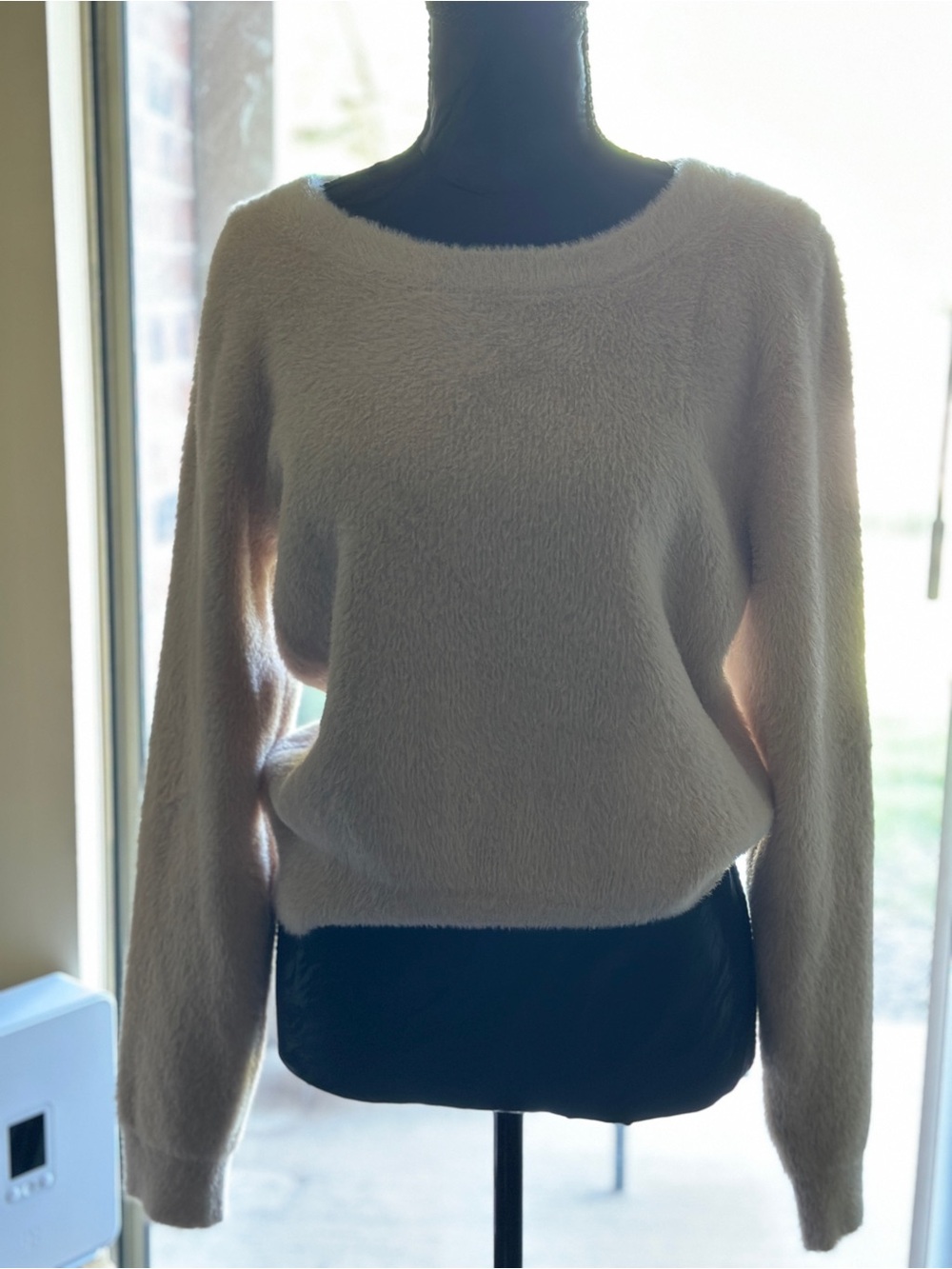Another Love Cream Fuzzy Crewneck Sweater